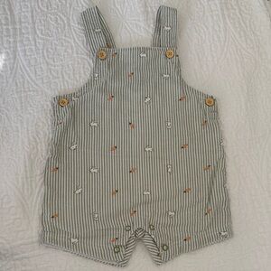Baby Striped Green Easter Overalls